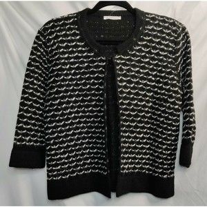 Nara Maglie Italy Alpaca Wool Blend Cardigan Black/White Womens Size M/L